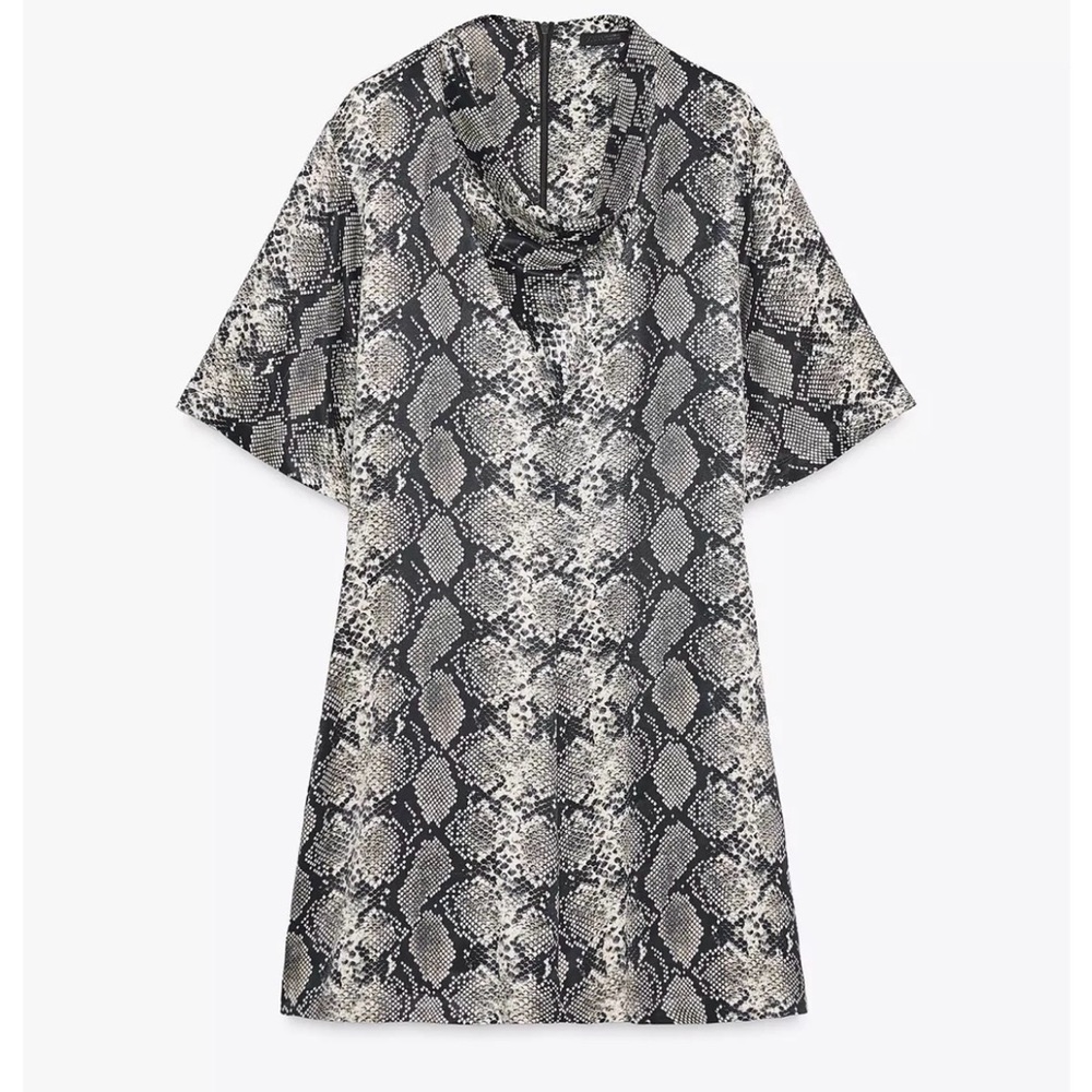 Zara Black and Gray Patterned Mini Dress